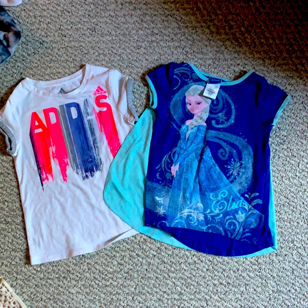 Adidas top and Disney top for girls